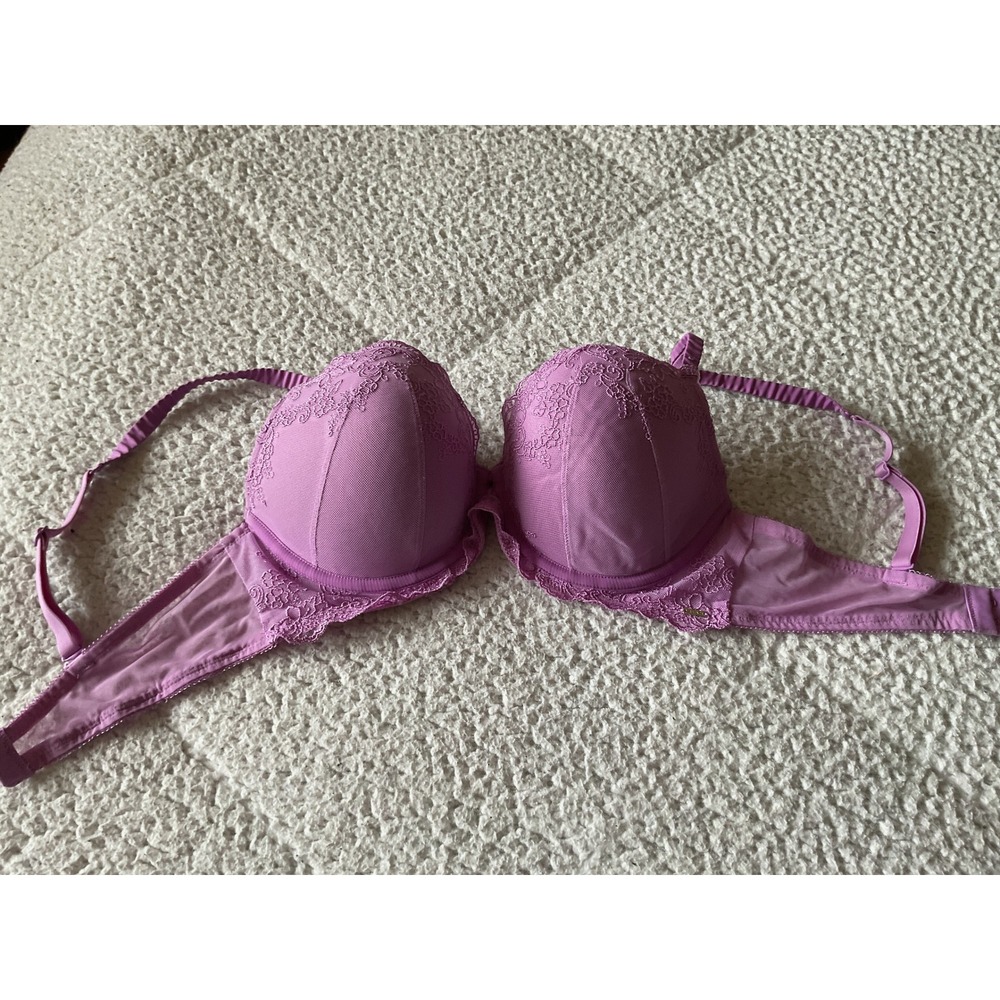 La Senza Lace Mesh Underwire Bra‎ Womens 36C Purple Excellent Floral Padded